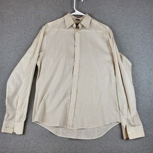 Theory Shirt Mens Medium Check Collared Long Sleeve Regular Hi-Low Button Up